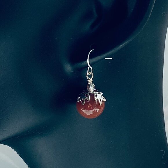Red Jasper & Silver Plated Earrings - Picture 4 of 6